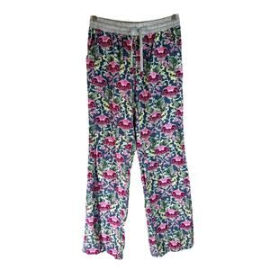 E by Eloise Anthropologie Floral Pull On Wide Leg Lounge Pants Multicolor XS